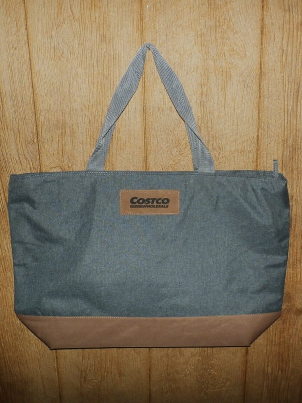 Lg Costco Insulated Cooler Bag Gray Tan Tote Thermal Zippered Grocery Picnic